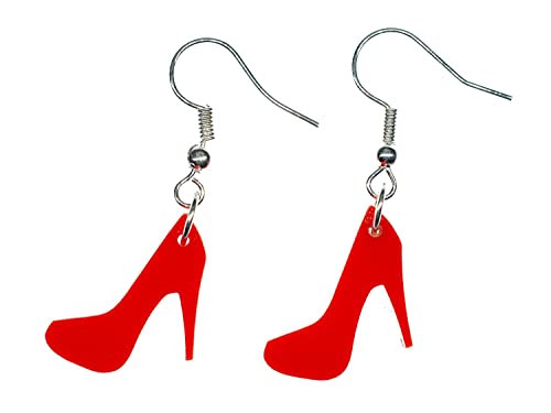Miniblings Pumps Ohrringe Hänger Schuhe Highheels Fashion Frau Acrylglas rot - Handmade Modeschmuck I Ohrhänger Ohrschmuck versilbert von Miniblings
