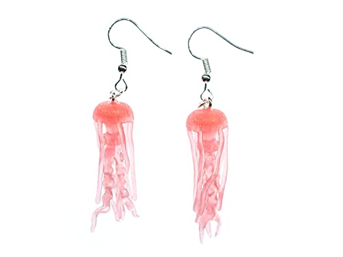 Miniblings Quallen rosa Medusa Ohrringe - Handmade Modeschmuck I Tauchen Sommer Meer Urlaub - Ohrhänger Ohrschmuck versilbert von Miniblings