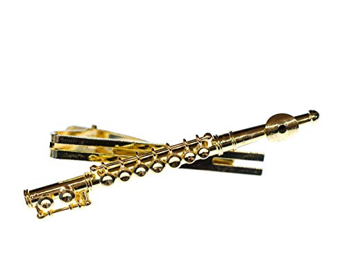 Miniblings Querflöte Krawattennadel KrawattenhalterFlötist Musik Gold + Box - Handmade Modeschmuck I Herrenschmuck Männerschmuck Schlipsklammer Krawattenklammer von Miniblings