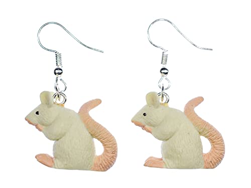 Miniblings Ratte Ohrringe Rattenohrringe Wanderratte Maus Ratten Gummi weiß - Handmade Modeschmuck I Ohrhänger Ohrschmuck versilbert von Miniblings