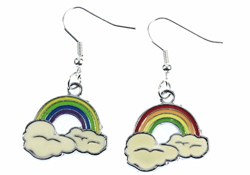 Miniblings Regenbogen Ohrringe Hänger Fantasy Wolke Kind Kinderschmuck Rainbow - Handmade Modeschmuck I Ohrhänger Ohrschmuck versilbert von Miniblings