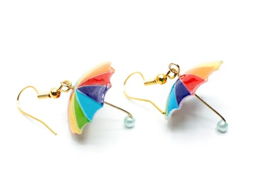 Miniblings Regenschirm Ohrringe Hänger Regen Schirm Regenbogen bunt LGBTQ+ - Origineller Modeschmuck I Ohrhänger Ohrschmuck versilbert von Miniblings