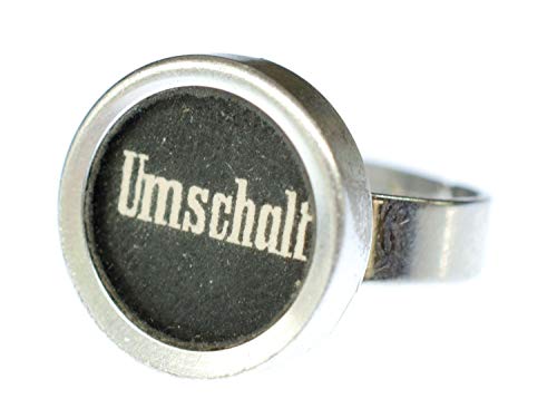 Miniblings Ring Umschalt Schreibmaschinentaste Vintage Taste Upcycling schwarz - Handmade Modeschmuck I Fingerring mit Motiv I verstellbar one Size von Miniblings