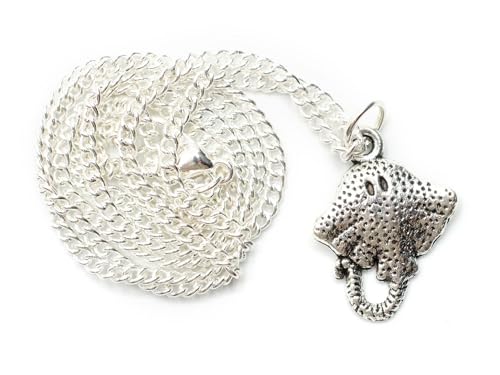 Miniblings Rochen Halskette - Handmade Modeschmuck I Kette Mantarochen Manta Fisch Tauchen Meer silber Punkte 45cm - Gliederkette versilbert von Miniblings