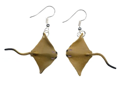 Miniblings Rochen Ohrringe Hänger 37mm Gummi Fisch Tauchen Skuba Meer Urlaub - Handmade Modeschmuck I Ohrhänger Ohrschmuck versilbert von Miniblings