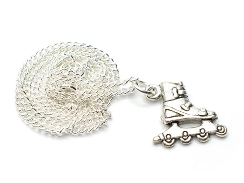 Miniblings Rollerskates Inliner Kette 45cm Inlineskates Rollschuhe Silber - Handmade Modeschmuck - Gliederkette versilbert von Miniblings