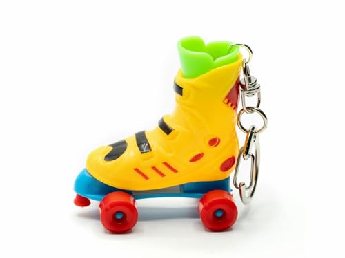Miniblings Rollschuh Schlüsselanhänger Inlineskates Rollerskates Sport Skate gelb rot - Handmade Modeschmuck I I Anhänger Schlüsselring Schlüsselband Keyring von Miniblings