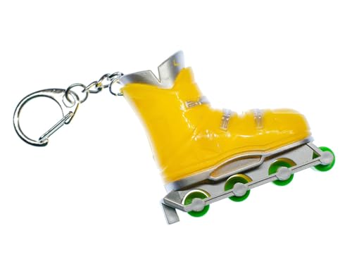 Miniblings Rollschuh Schlüsselanhänger Retro Inliner Sport Inlineskates Rollerskates Gelb - Handmade Modeschmuck I I Anhänger Schlüsselring Schlüsselband Keyring von Miniblings