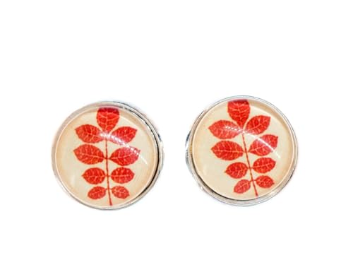 Miniblings Rote Blätter Ohrstecker Ohrringe Cabochon herbstlich Herbst Blatt - Handmade Modeschmuck I Ohrhänger Ohrschmuck versilbert von Miniblings