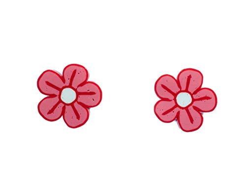 Miniblings Rote Blume Ohrstecker Stecker Ohrringe Blümchen Blumen flach rot - Handmade Modeschmuck I Ohrringe Stecker Ohrschmuck von Miniblings