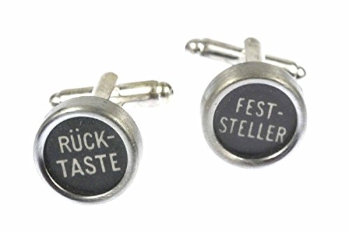 Miniblings Rücktaste Feststeller Schreibmaschine Manschettenknöpfe - Handmade I Manschettenknopf Cufflinks Hemdknöpfe I Holzbox inklusive - Rücktaste Feststeller Schreibmaschine von Miniblings