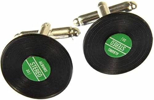 Miniblings Schallplatte LP Vinyl DJ Manschettenknöpfe grün - Handmade I Manschettenknopf Cufflinks Hemdknöpfe I schöne Holzbox inklusive - Schallplatte LP Vinyl DJ von Miniblings