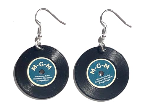 Miniblings Schallplatte Ohrringe Hänger Schallplatten Band LP Vinyl DJ blau Midi - Handmade Modeschmuck I Ohrhänger Ohrschmuck versilbert von Miniblings