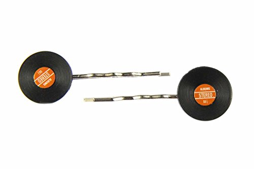 Miniblings Schallplatten 2er Set Haarspangen Schallplatte LP DJ rot - Handmade Modeschmuck I Haarschmuck Haarclips Haarklammern von Miniblings