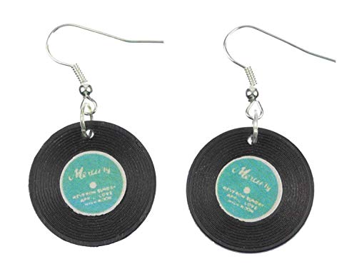 Miniblings Schallplatten LP Ohrringe - Handmade Modeschmuck I Musik Band DJ Vinyl Midi grün - Ohrhänger Ohrschmuck versilbert von Miniblings