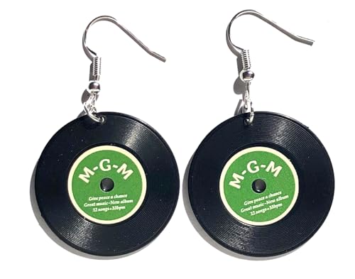 Miniblings Schallplatten LP Ohrringe - Handmade Modeschmuck I Musik Band DJ Vinyl Midi grün - Ohrhänger Ohrschmuck versilbert von Miniblings