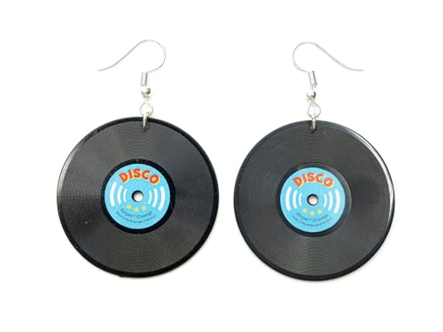 Miniblings Schallplatten LP Ohrringe - Handmade Modeschmuck I Musik Band DJ Vinyl blau 5cm - Ohrhänger Ohrschmuck versilbert von Miniblings