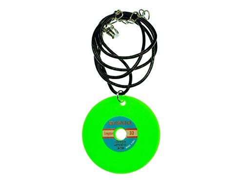 Miniblings Schallplatten Leder DJ LP Halskette - Handmade Modeschmuck I Kette mit Anhänger Länge: 45cm - Vinyl neon grün von Miniblings