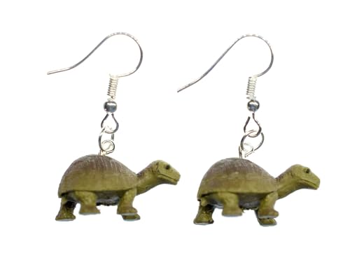 Miniblings Schildkröte Ohrringe Hänger Schildkröten Landschildkröte Turtle 25mm - Handmade Modeschmuck I Ohrhänger Ohrschmuck versilbert von Miniblings