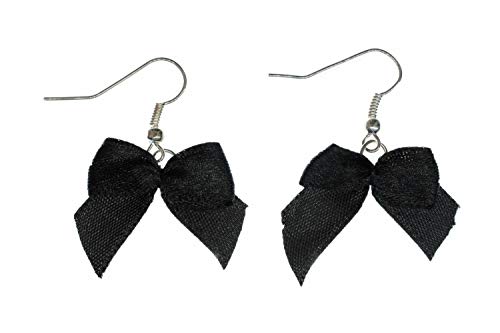 Miniblings Schleife Ohrringe Hänger Schleifchen schwarz Stoff Rockabilly Gothic süß - Handmade Modeschmuck I Ohrhänger Ohrschmuck versilbert von Miniblings