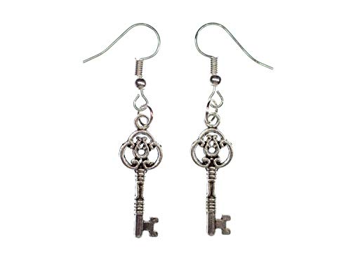 Miniblings Schlüssel Ohrringe Hänger Schlüsselohrringe Geheimnis verziert silber - Handmade Modeschmuck I Ohrhänger Ohrschmuck versilbert von Miniblings
