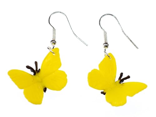 Miniblings Schmetterling Ohrringe Falter Insekt Butterfly Kinderohrringe gelb - Handmade Modeschmuck I Ohrhänger Ohrschmuck versilbert von Miniblings