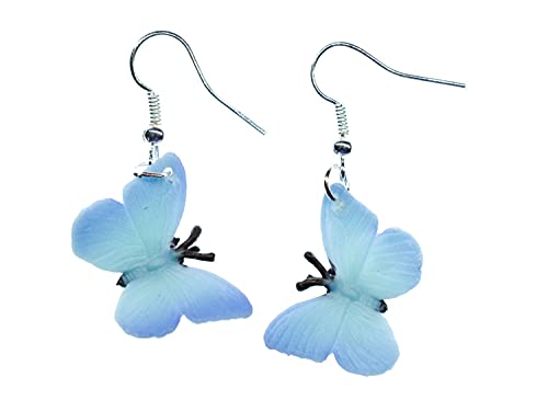 Miniblings Schmetterling Ohrringe Schmetterlinge Butterfly Tier Falter blau - Handmade Modeschmuck I Ohrhänger Ohrschmuck versilbert von Miniblings
