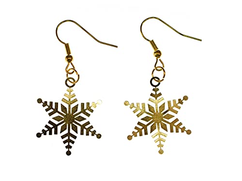 Miniblings Schneeflockenohrringe Ohrringe Schneeflocke Weihnachten Xmas golden filigran - Handmade Modeschmuck I Ohrhänger Ohrschmuck vergoldet von Miniblings