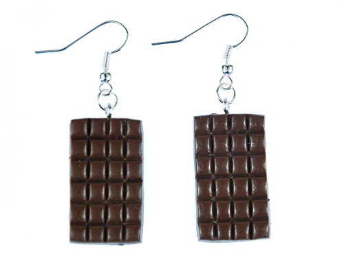 Miniblings Schokolade Ohrringe Hänger Vollmilch Tafel Schokoladentafel 3D braun - Handmade Modeschmuck I Ohrhänger Ohrschmuck versilbert von Miniblings