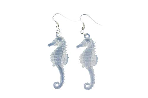 Miniblings Seepferdchen Ohrringe Seepferd Meer Fisch weiß - Handmade Modeschmuck I Ohrhänger Ohrschmuck versilbert von Miniblings