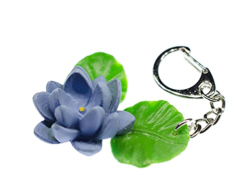 Miniblings Seerose Schlüsselanhänger Blume Garten Blumen Hartgummi blau Blüte - Handmade Modeschmuck I I Anhänger Schlüsselring Schlüsselband Keyring von Miniblings