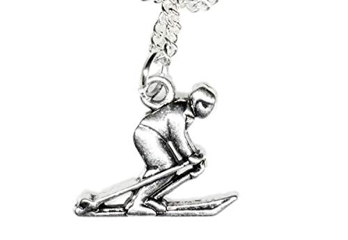 Miniblings Skifahrer Kette Halskette 45cm Winter Alpen Wintersport Ski Schnee - Handmade Modeschmuck - Gliederkette versilbert von Miniblings