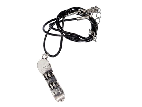 Miniblings Snowboard Kette Halskette Winter Alpen Wintersport Board Schnee - Handmade Modeschmuck - Lederkette Leder von Miniblings