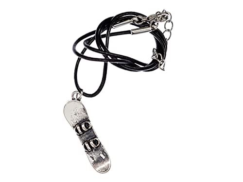 Miniblings Snowboard Kette Halskette Winter Alpen Wintersport Board Schnee - Handmade Modeschmuck - Lederkette Leder von Miniblings