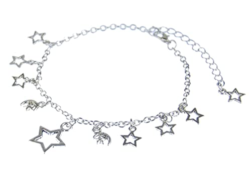 Miniblings Sonne Mond Sterne Fußkettchen Fußkette Anhänger Sternchen Silber- Handmade Modeschmuck I Sommer Beach Sommerschmuck von Miniblings