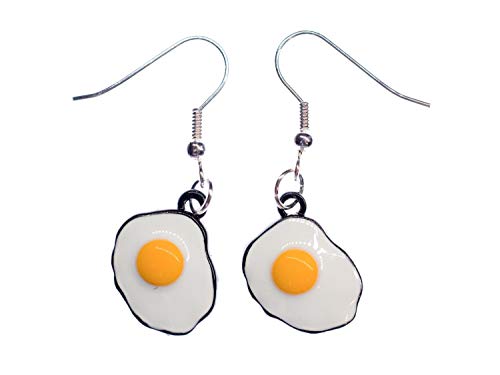 Miniblings Spiegelei Ohrringe Hänger Metall Eier Frühstück Ei Breakfast Essen - Handmade Modeschmuck I Ohrhänger Ohrschmuck versilbert von Miniblings