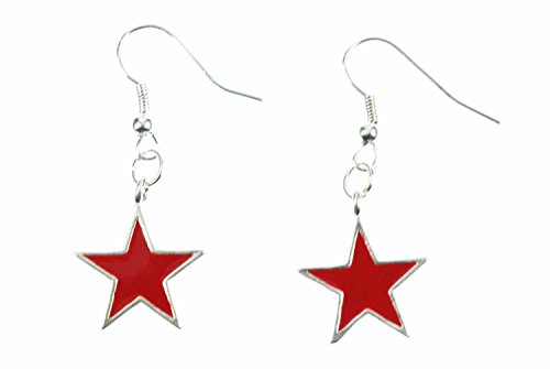 Miniblings Stern Sterne Ohrringe Hänger Weihnachten Star Emaille rot Che Kuba - Handmade Modeschmuck I Ohrhänger Ohrschmuck versilbert von Miniblings
