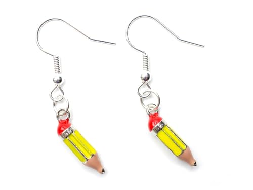 Miniblings Stift Bleistift Ohrringe Stifte Malen Schule Zeichnen Schreibzeug - Handmade Modeschmuck I Ohrhänger Ohrschmuck versilbert von Miniblings