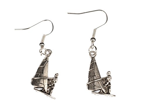 Miniblings Surfer Ohrringe Hänger Windsurfer Windsurfen Surfing Surfbrett - Handmade Modeschmuck I Ohrhänger Ohrschmuck versilbert von Miniblings