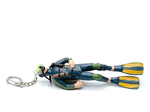 Miniblings Taucher Tauchen Schlüsselanhänger Skuba Scuba Diving schwarz grüne Flasche 13cm - Handmade Modeschmuck I Anhänger Schlüsselring Schlüsselband Keyring - Taucher Tauchen von Miniblings