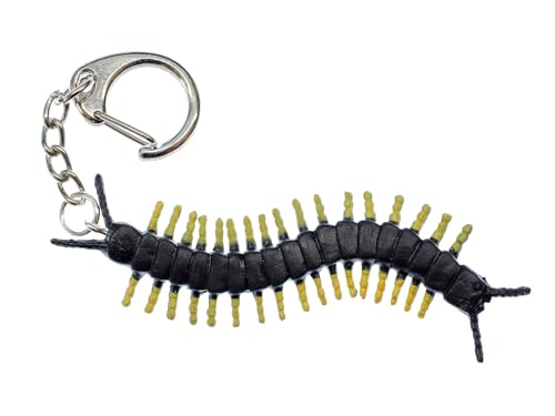 Miniblings Tausendfüßler Schlüsselanhänger Halloween Horror Insekt schwarz gelb - Handmade Modeschmuck I Anhänger Schlüsselring Schlüsselband Keyring von Miniblings