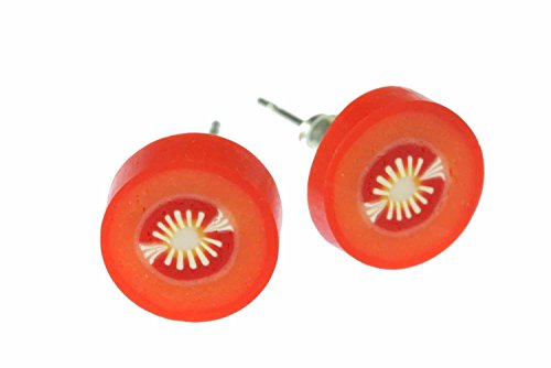 Miniblings Tomate Ohrstecker Stecker Ohrringe Tomaten Frucht Gemüse rund 1cm - Handmade Modeschmuck I Ohrringe Stecker Ohrschmuck von Miniblings