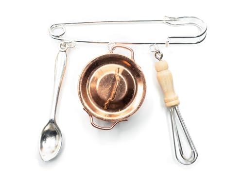 Miniblings Topf Löffel Schneebesen Brosche Anstecknadel Pin Koch Köchin Kochen - Handmade Modeschmuck I Anstecknadel Button Pins von Miniblings