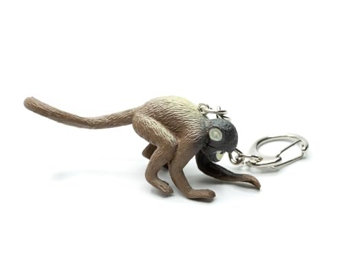 Miniblings Totenkopfaffe Totenkopfäffchen Schlüsselanhänger Affe Zoo Gesicht weiß Ringelschwanz - Handmade Modeschmuck I Anhänger Schlüsselring Schlüsselband Keyring von Miniblings