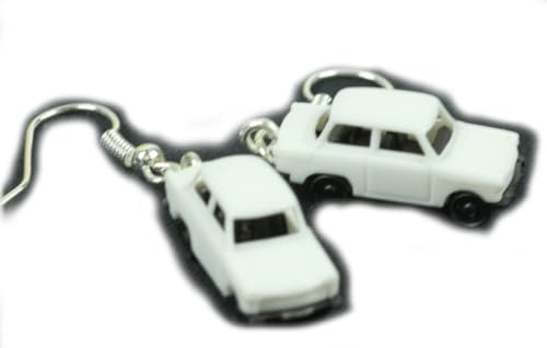 Miniblings Trabi Ohrringe Auto Trabant Trabbi Hänger DDR Modell 1:160 weiß - Handmade Modeschmuck I Ohrhänger Ohrschmuck versilbert von Miniblings