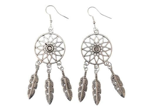 Miniblings Traumfänger Ohrringe Hänger Traum Träume Spirituell Indianer Boho - Handmade Modeschmuck I Ohrhänger Ohrschmuck versilbert von Miniblings