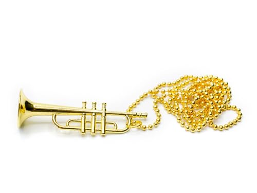 Miniblings Trompete Halskette Fun Pappbox - Handmade Modeschmuck I Kette Kugel 80cm Instrument Musik Musikinstrument Pappbox - Kugelkette vergoldet von Miniblings