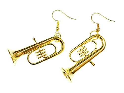 Miniblings Tuba Ohrringe Tenorhorn Orchester Jazz Tubas Tubist mit Box vergoldet - Handmade Modeschmuck I Ohrhänger Ohrschmuck vergoldet von Miniblings