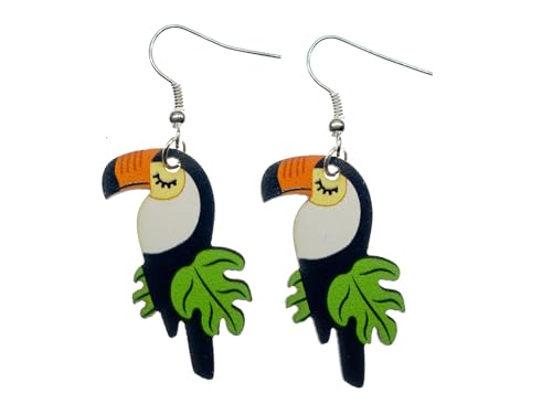 Miniblings Tukan Ohrringe - Handmade Modeschmuck I Vogel Urwald Hornvogel Regenwald Papagei Spechtvögel Tier Exotisch - Ohrhänger Ohrschmuck von Miniblings