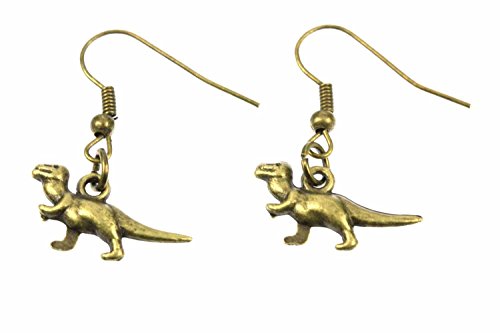 Miniblings Tyrannosaurus Rex Ohrringe Dinosaurierohrringe T-Rex Dino 2cm Bronze - Handmade Modeschmuck I Ohrhänger Ohrschmuck in bronze von Miniblings